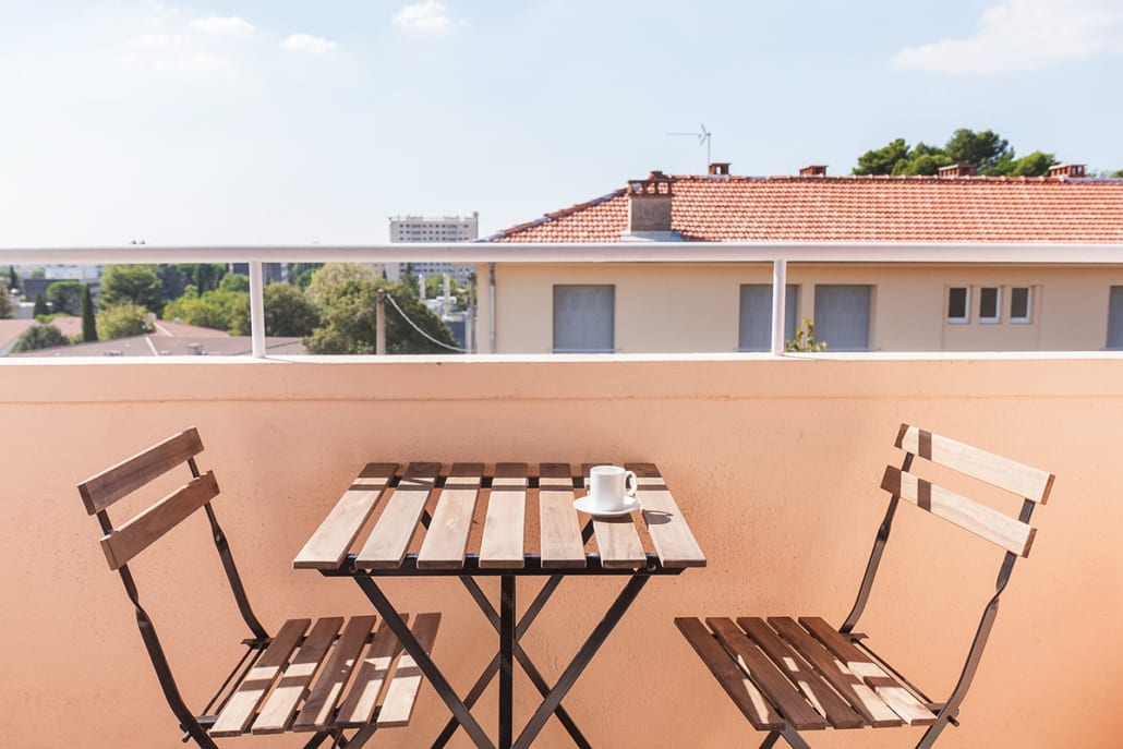 Balcon d'une chambre de colocation en plein centre-ville d'Aix-en-Provence