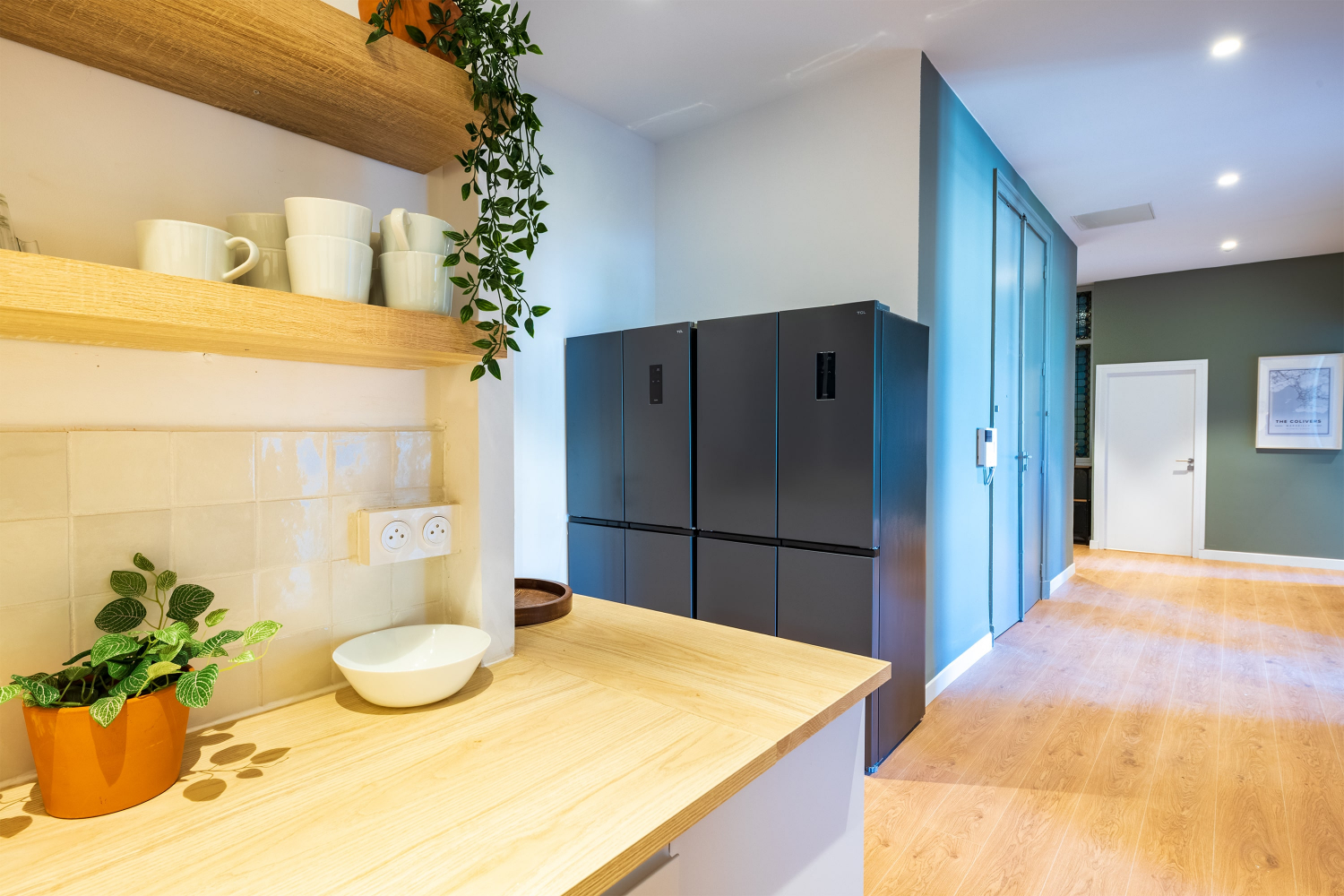 Cuisine bien équipée et décorée en coliving à Marseille